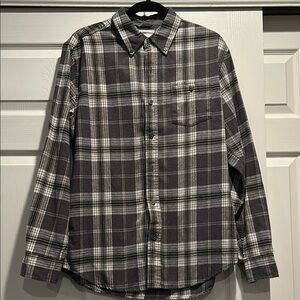 Men's Black and White Plaid Shirt